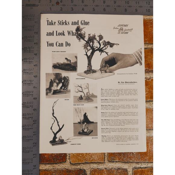 1941 Crafting Print Article by Fae Huttenlocher Indoor Gardening Tree Branch Art - Picture 5 of 10